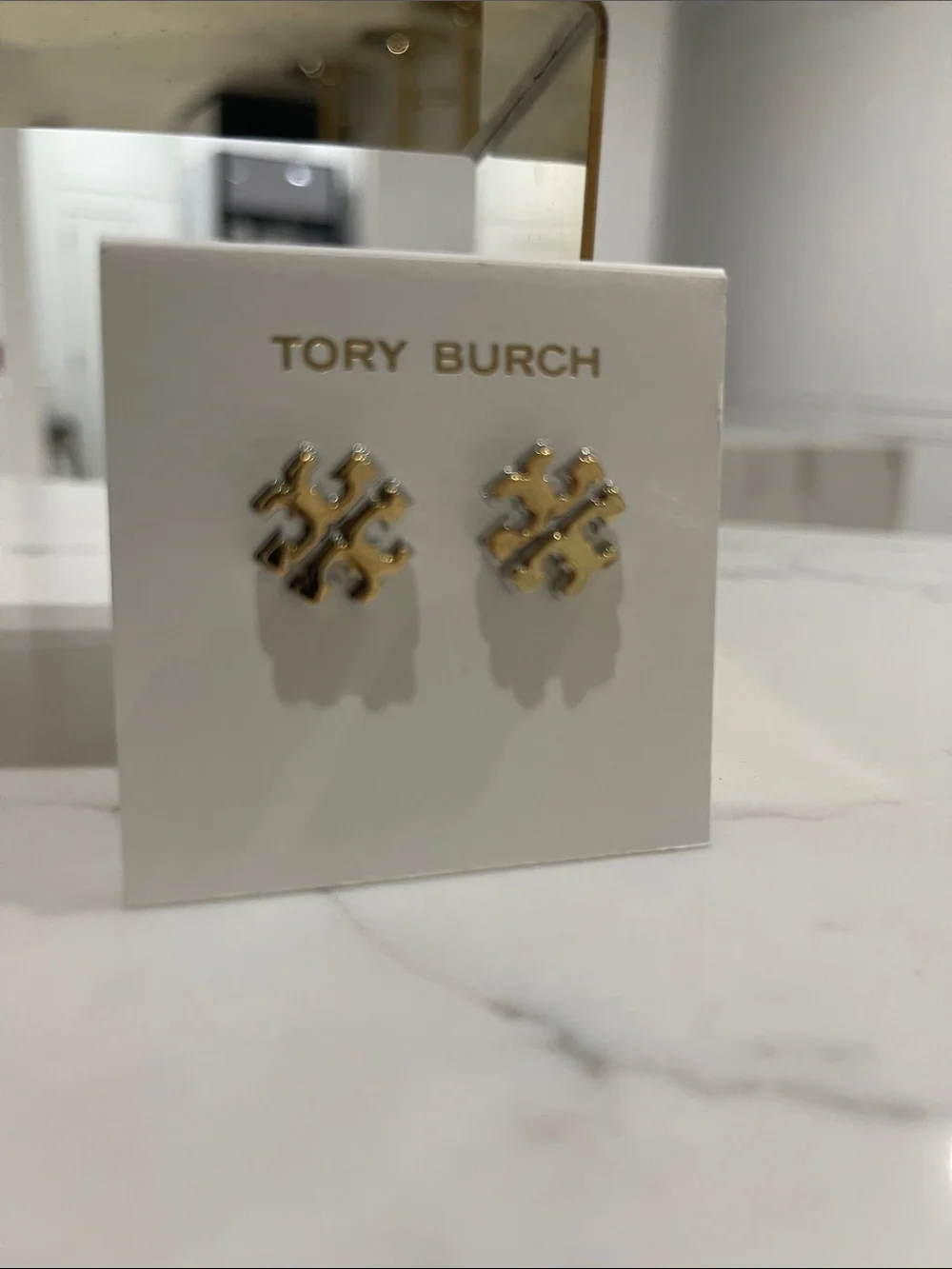 Tory Burch Gold Logo Stud Earrings